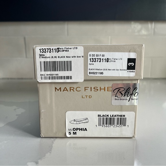 Marc Fisher LTD Ophia Black Leather Ruched Slip On Ballet Flats Women’s Sz 5 BNB - Picture 15 of 15